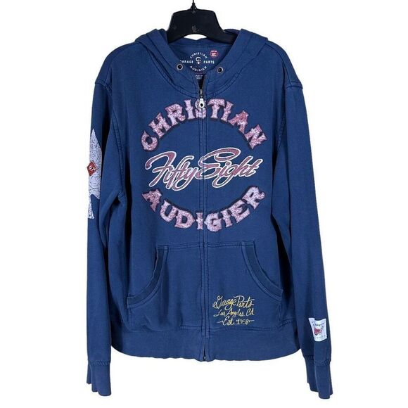 Vintage Christian Audigier Zipup Hoodie Men’s size XL - Picture 1 of 12
